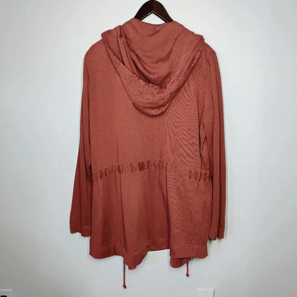 Billabong Lightweight Hooded Rose Vale Red Open Front Utility Jacket Size Medium - Picture 5 of 14